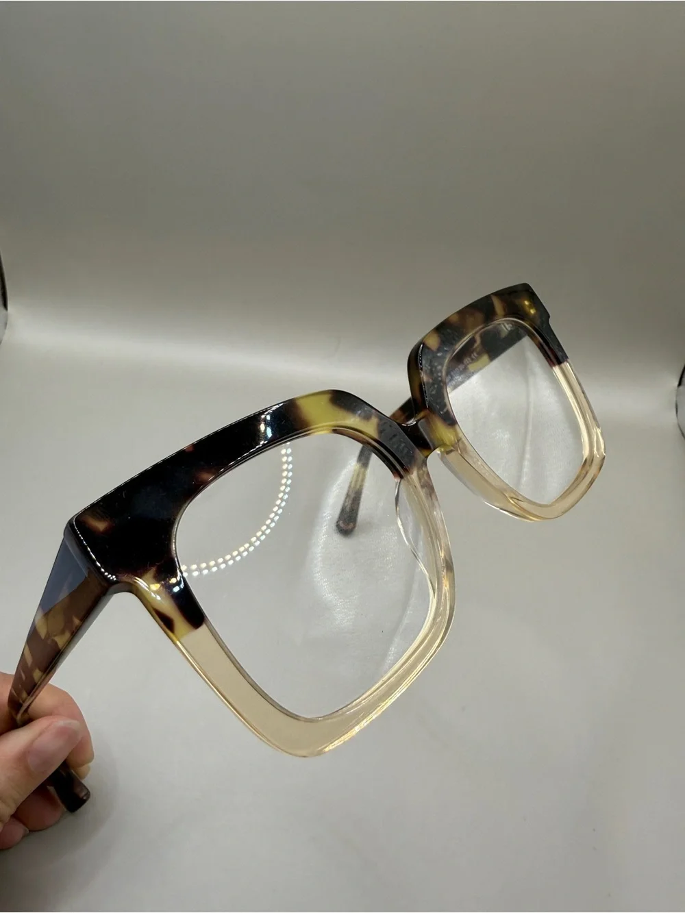 ZEELOOL Tortoise Gradient Square Glasses - Brown/Beige, No prescription